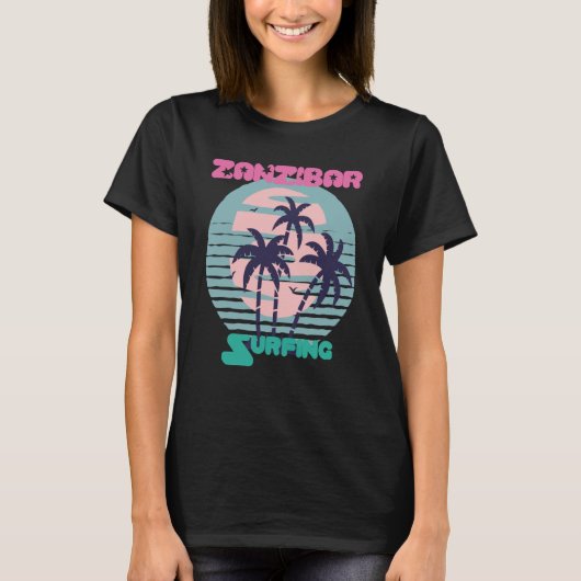 T-shirt Palmier Surf Zanzibar Beach Vacation Island S (Devant)
