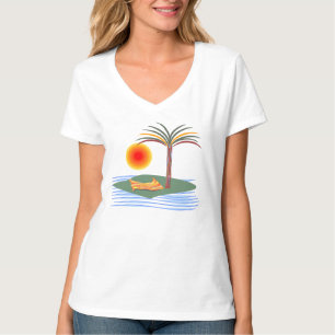 T-shirt Palmier Tropical Lumineux, Soleil et Vagues
