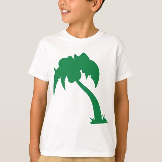 T-shirt Palmier Tropical Silhouette Green Island Beach (Devant)