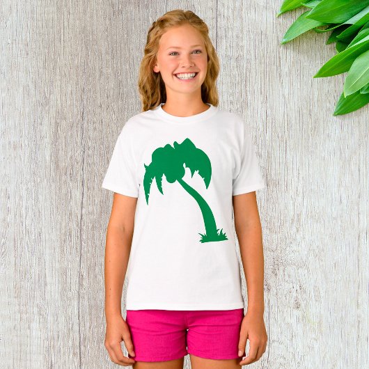 T-shirt Palmier Tropical Silhouette Green Island Beach