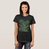 T-shirt Palmier Vert Feuille Gold Strokes Gris Design (Devant entier)