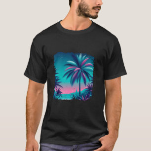 T-shirt Palmiers Arbres Tropicaux Sarcelle Turquoise Viole