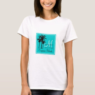 T-shirt Palmiers bleus turquoises de mariage de plage