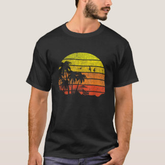 T-shirt Palmiers Coucher de soleil Vacances d'été Rétro Vi