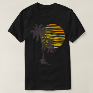 T-shirt Palmiers de coucher de soleil tropical Art de plag