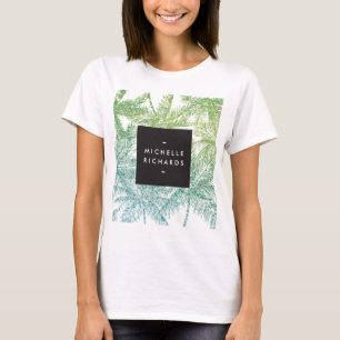T-shirt Palmiers de Parties scintillant tropicales vertes/