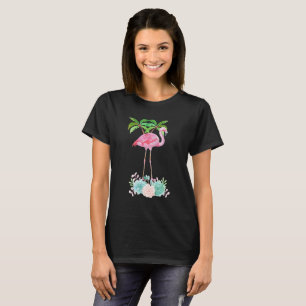 T-shirt Palmiers Flamants roses roses et succulents florau