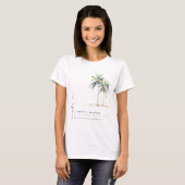 T-shirt Palmiers minimaux Aquarelle Mariage tropical (Devant entier)