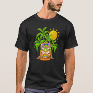 T-shirt Palmiers Polynésien Tiki Masque Hawaiien Statue à