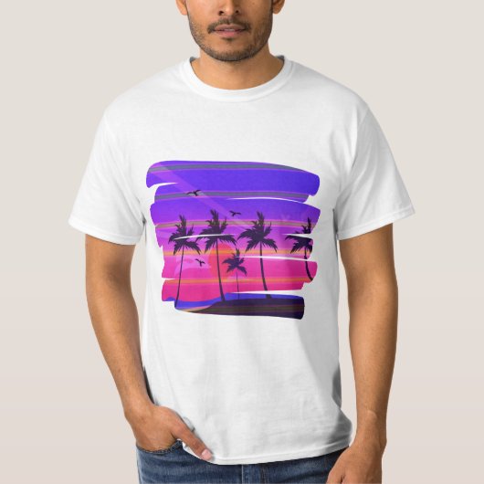 T-shirt palmiers rétro (Devant)