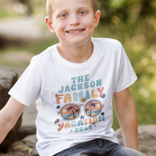 T-shirt Palmiers rétro lunettes de soleil super vacances e