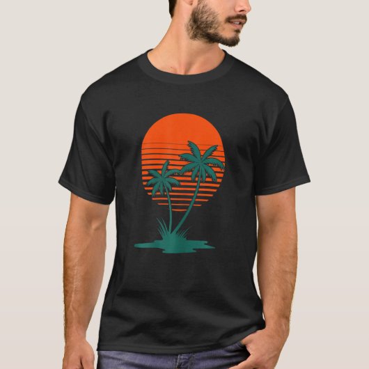 T-shirt Palmiers rétro pour femmes Coucher de soleil 80s 8 (Devant)
