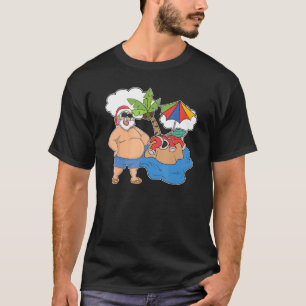 T-shirt Palmiers Tropical Beach Père Noël Noël En Juillet