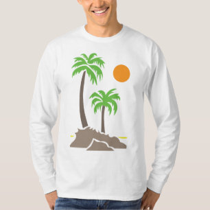 T-shirt Palmiers tropicaux avec soleil sur une petite île