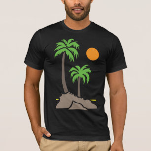 T-shirt Palmiers tropicaux avec soleil sur une petite île