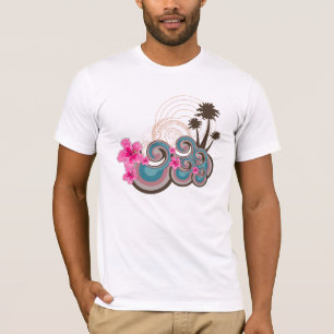 T-shirt Palmiers tropicaux de plage de ketmie de roses