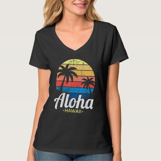 T-shirt Palmiers tropicaux d'été hawaïen Aloha H (Devant)