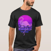 T-shirt Palmiers Vaporwave Flamant rose rose 80s Art Tropi (Devant)