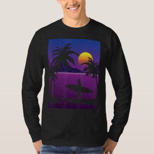 T-shirt Palmiers Vaporwave Surfer Synthwave Sunset Surfi