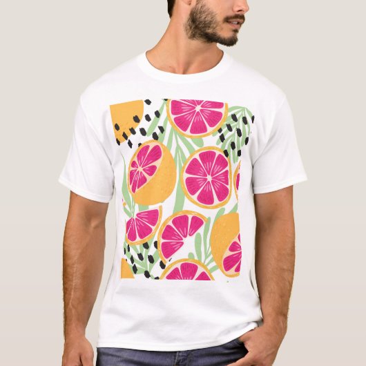 T-shirt Pamplemousse & Feuilles : Vintage tropical (Devant)