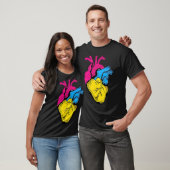 T-shirt Pan Pride LGBQ Retro Pansexual Heart (Unisexe)