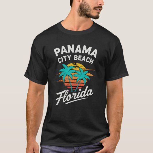 T-shirt Panama City Beach FL Retro Sunset Graphisme (Devant)
