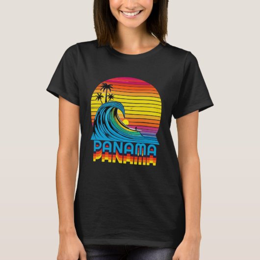 T-shirt Panama Retro Throwback Surf & Beach Souvenir (Devant)