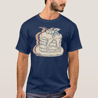 T-shirt Pancake Food Retro Line Art boy