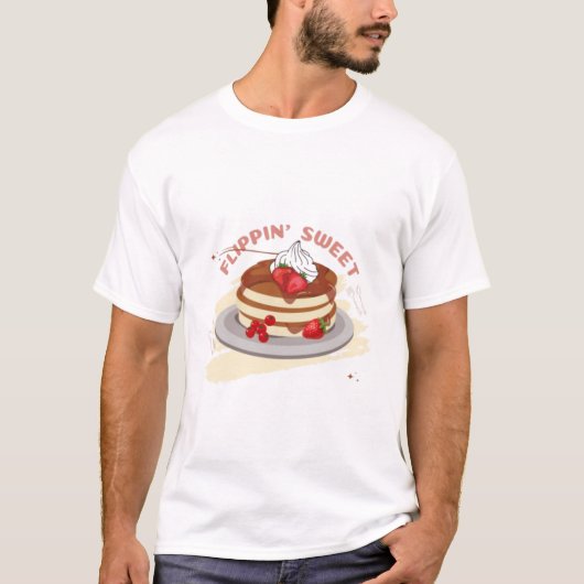 T-Shirt Pancake Stack Kawaii - Funny Brunch Tee (Devant)