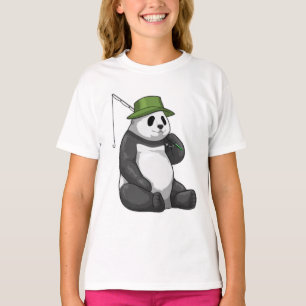 T-shirt Panda à la pêche avec canne à pêche