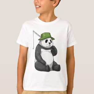 T-shirt Panda à la pêche avec canne à pêche