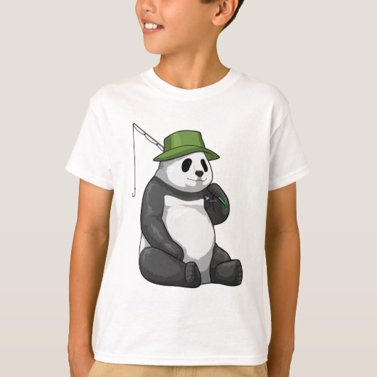 T-shirt Panda à la pêche avec canne à pêche (Devant)