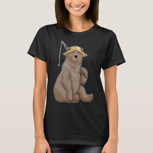 T-shirt Panda à la pêche avec une canne à pêche (Devant)