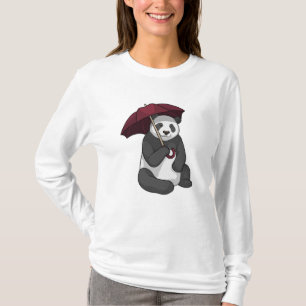 T-shirt Panda à la pluie avec parapluie