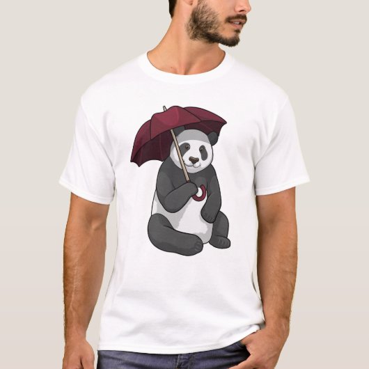 T-shirt Panda à la pluie avec parapluie (Devant)