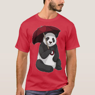 T-shirt Panda à la pluie avec parapluie