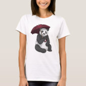 T-shirt Panda à la pluie avec parapluie (Devant)
