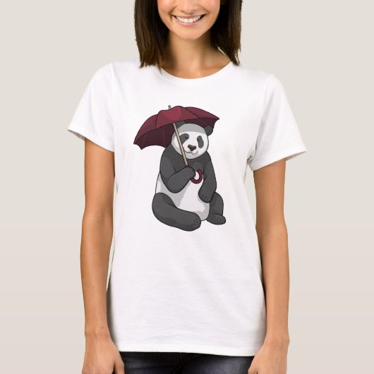 T-shirt Panda à la pluie avec parapluie (Devant)