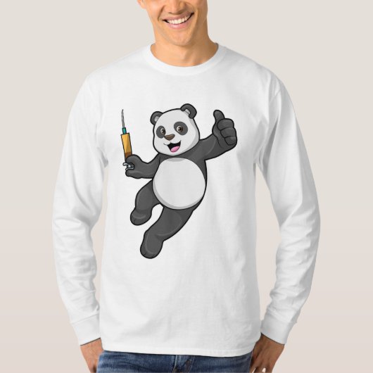 T-shirt Panda à la vaccination avec seringue (Devant)