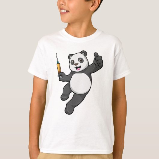 T-shirt Panda à la vaccination avec seringue (Devant)