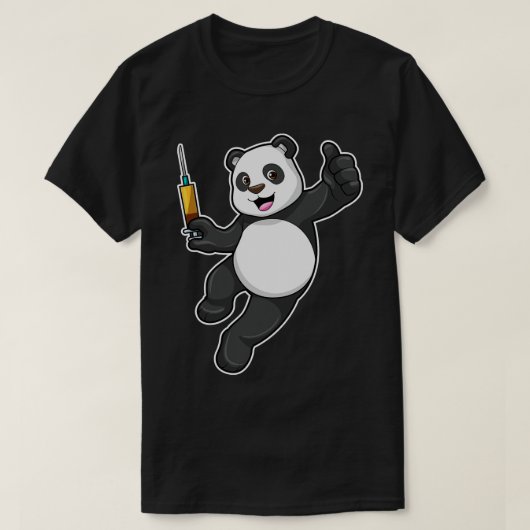 T-shirt Panda à la vaccination avec seringue (Design devant)