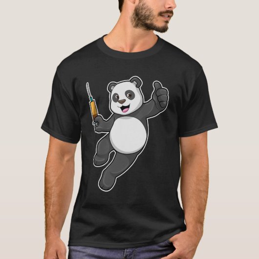 T-shirt Panda à la vaccination avec seringue (Devant)