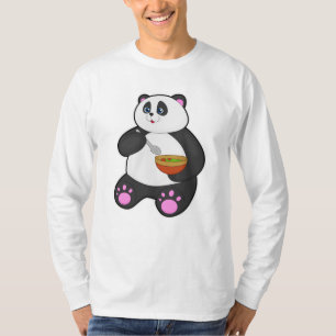 T-shirt Panda à manger avec cuillère et bol