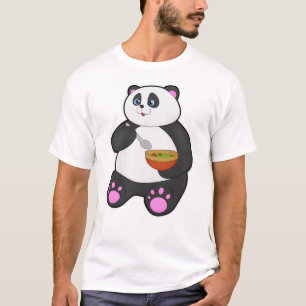 T-shirt Panda à manger avec cuillère et bol