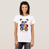 T-shirt Panda Aquarelle Cute Avec Coeur Arc En Ciel (Devant entier)