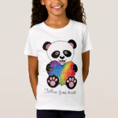 T-Shirt Panda Aquarelle Cute Avec Coeur Arc En Ciel (Devant)