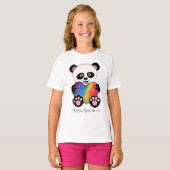 T-shirt Panda Aquarelle Cute Avec Coeur Arc En Ciel (Devant entier)