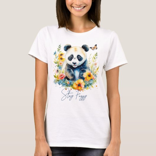 T-shirt Panda aquarelle, reste flou (Devant)