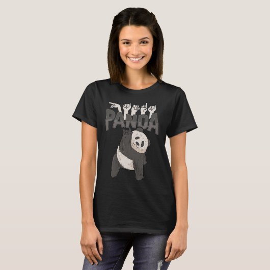 T-shirt Panda Asl Gesture main Sourde Sensibilisation à la (Devant entier)