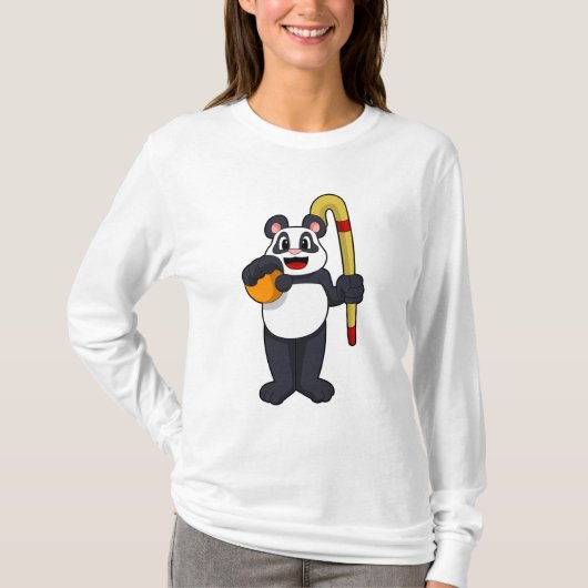 T-shirt Panda at hockey with hockey bat (Devant)